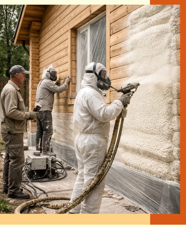 Утепление дома из бруса ППУ в Елизово от 3899 руб/м2 под ключ | ТепломастерЛзв