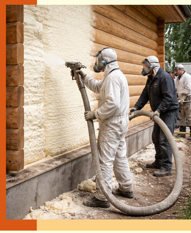 Утепление дома из бруса пенополиуретаном в Елизово