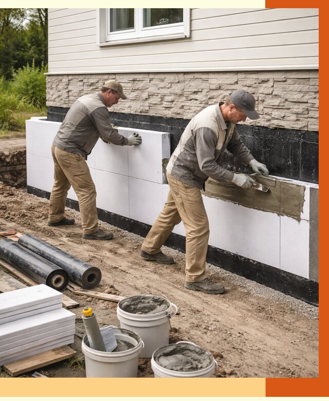 Утепление фундамента снаружи в Елизово от 4254 руб. за м² | ТепломастерЛзв