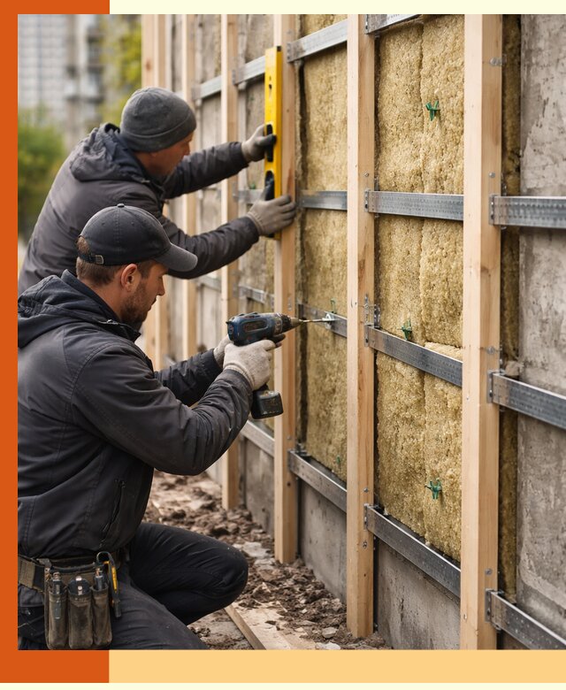 Монтаж обрешетки под утепление зданий и квартир в Елизово